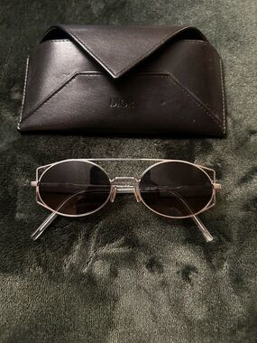 Dior Architectural Frame Sunglasses in Silver with Green Lenses